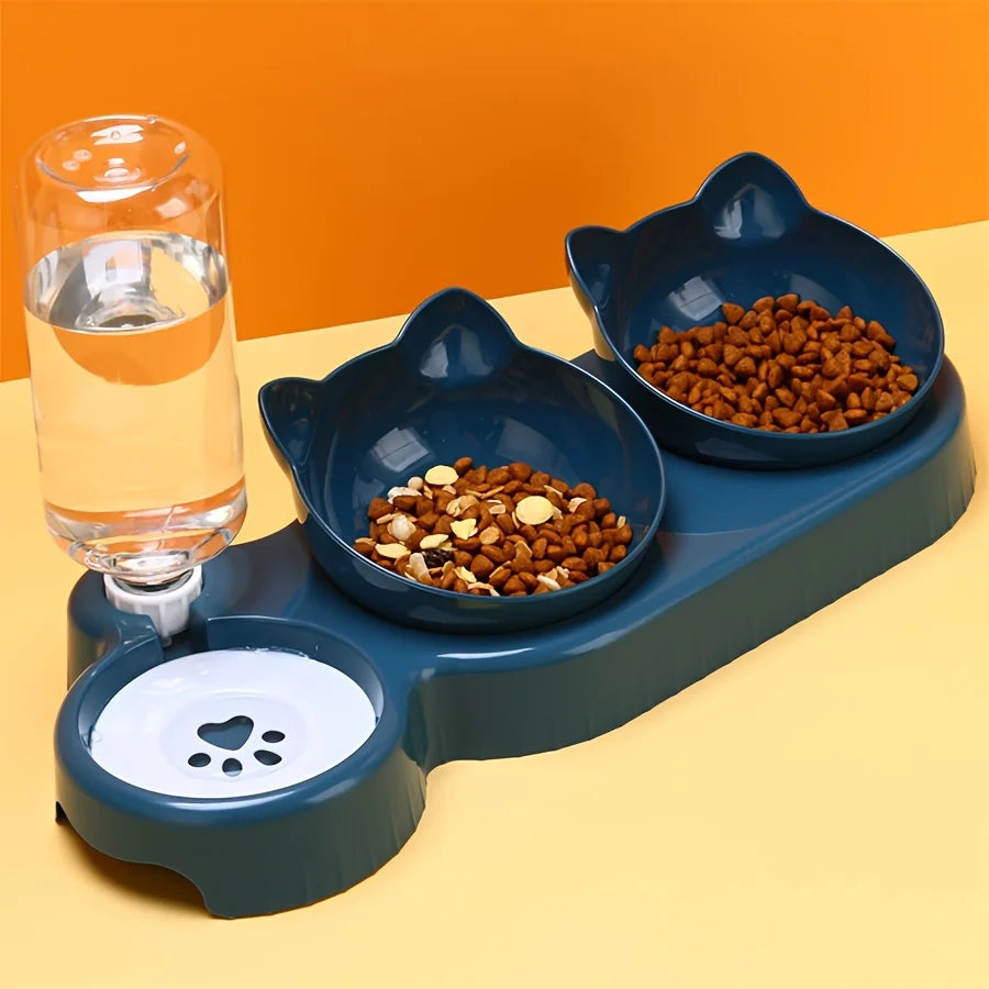 Elevated Pet Bowl Set - 3-in-1 Water & Food Station