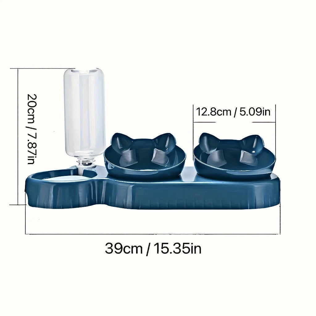 Elevated Pet Bowl Set - 3-in-1 Water & Food Station
