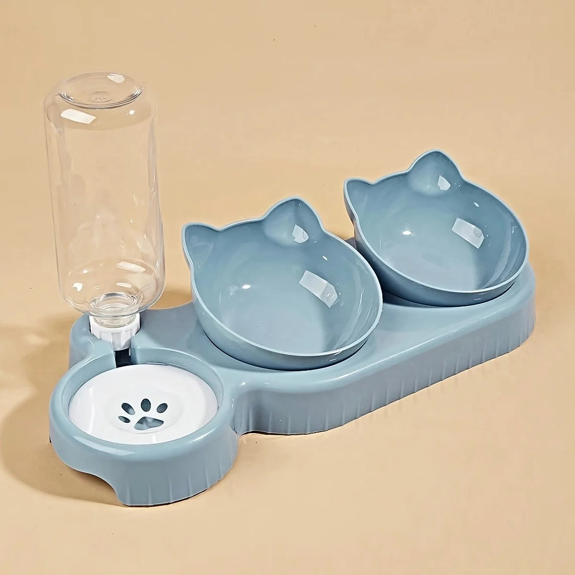 Elevated Pet Bowl Set - 3-in-1 Water & Food Station