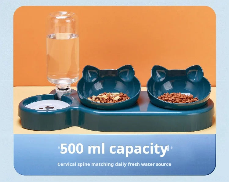Elevated Pet Bowl Set - 3-in-1 Water & Food Station