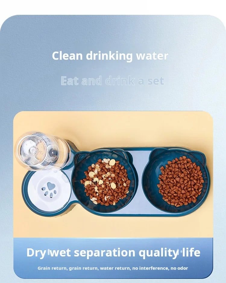 Elevated Pet Bowl Set - 3-in-1 Water & Food Station