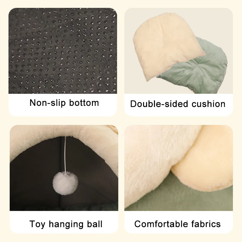 Cozy Pet Cave Bed - Washable & Foldable