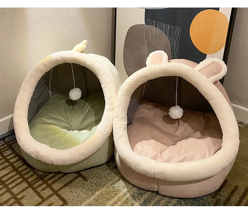 Cozy Pet Cave Bed - Washable & Foldable
