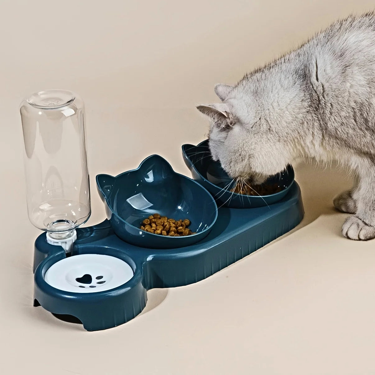 Elevated Pet Bowl Set - 3-in-1 Water & Food Station