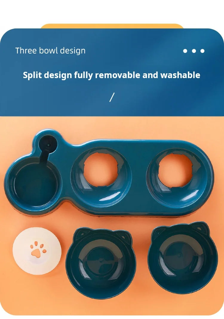 Elevated Pet Bowl Set - 3-in-1 Water & Food Station