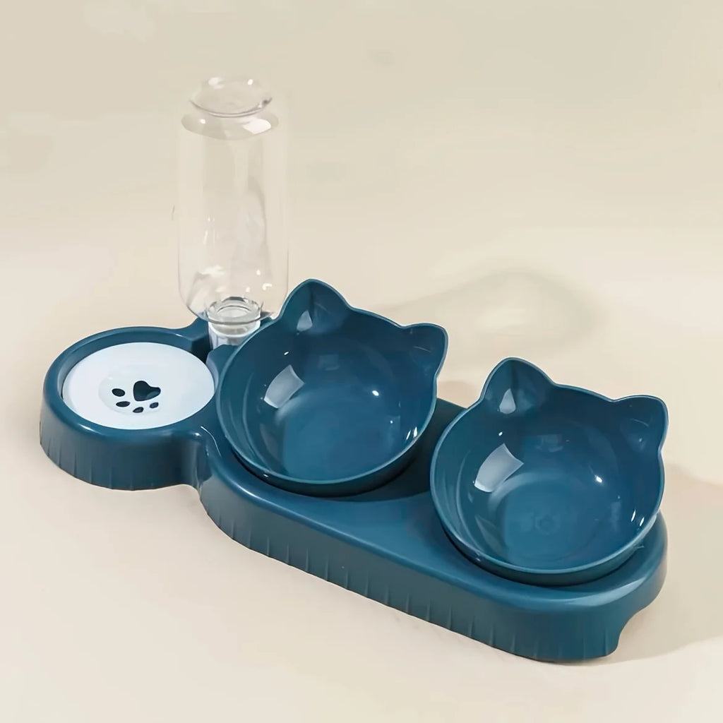 Elevated Pet Bowl Set - 3-in-1 Water & Food Station