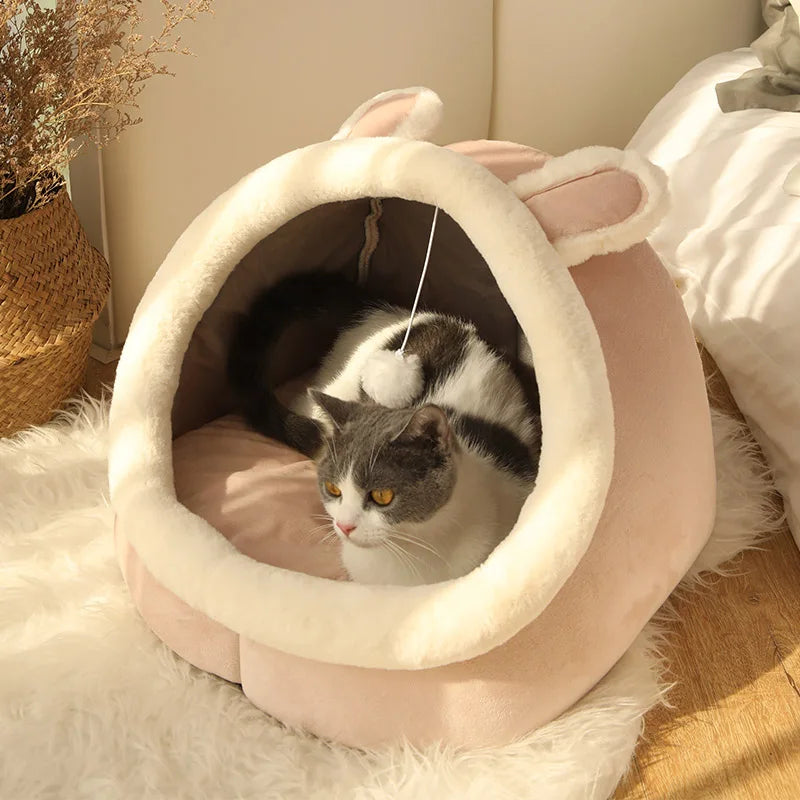 Cozy Pet Cave Bed - Washable & Foldable