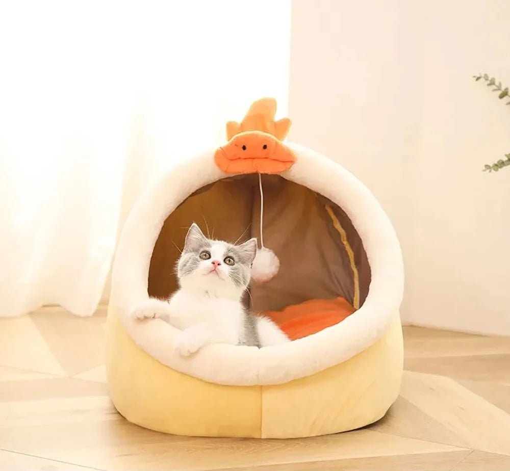 Cozy Pet Cave Bed - Washable & Foldable