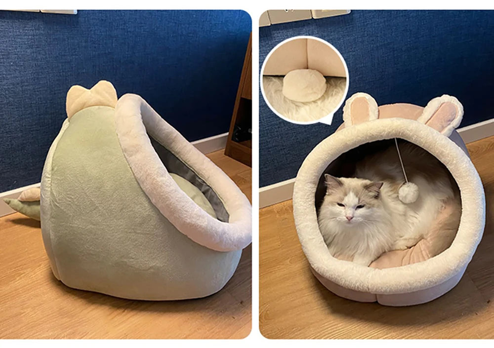Cozy Pet Cave Bed - Washable & Foldable